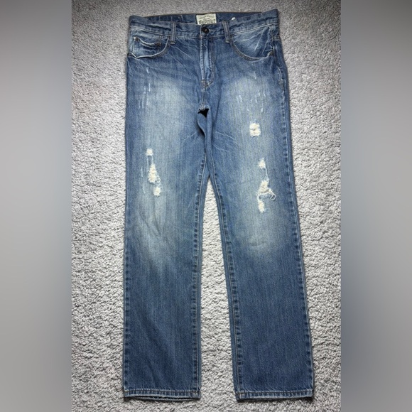 Aeropostale Jeans Mens 32 Essex Straight Distressed Casual Cotton Denim Rugged - Picture 1 of 5